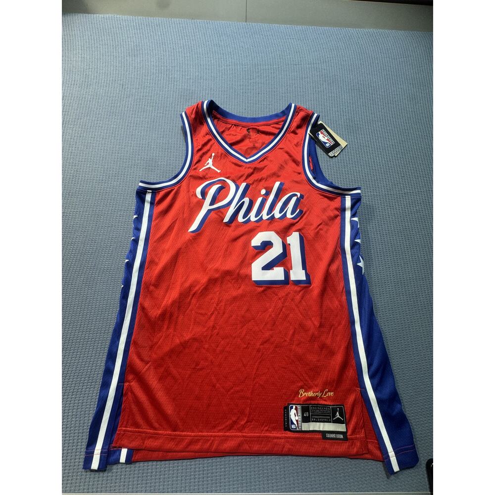 Nike NBA Philadelphia 76ers Embiid Jersey Men's Sz‎ L Red Brand New